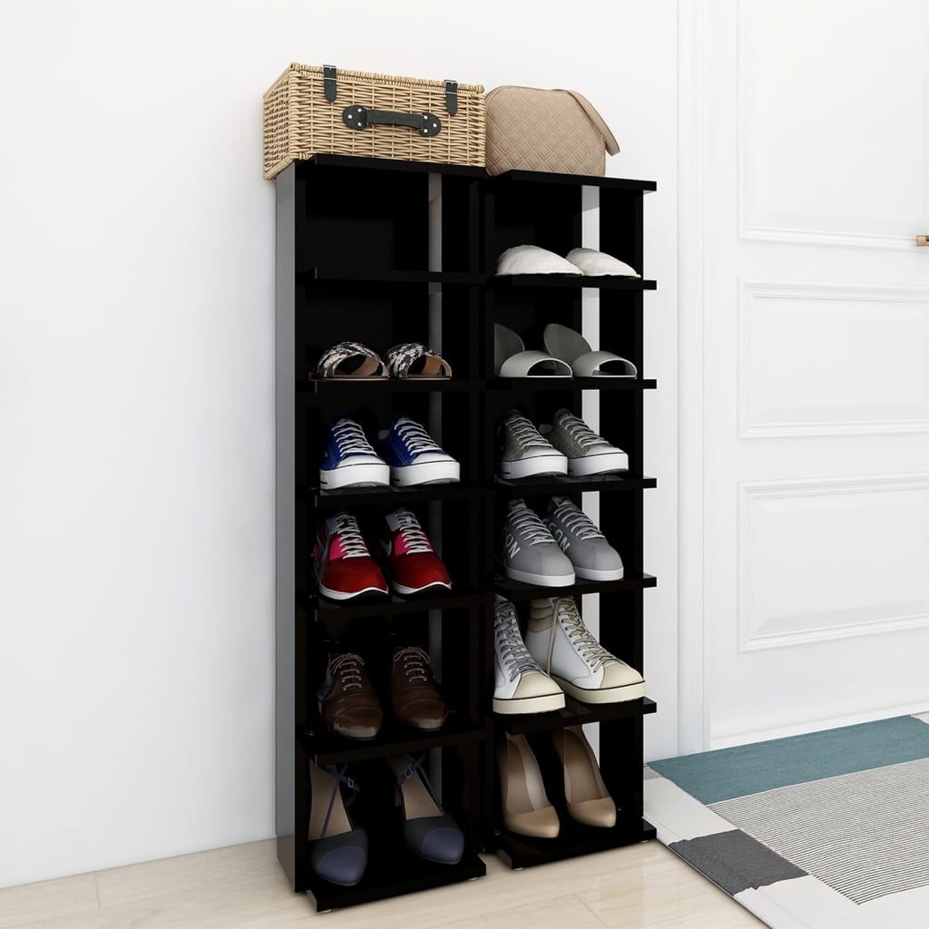 Scarpiere 2 pz Nere 27,5x27x102 cm - homemem39