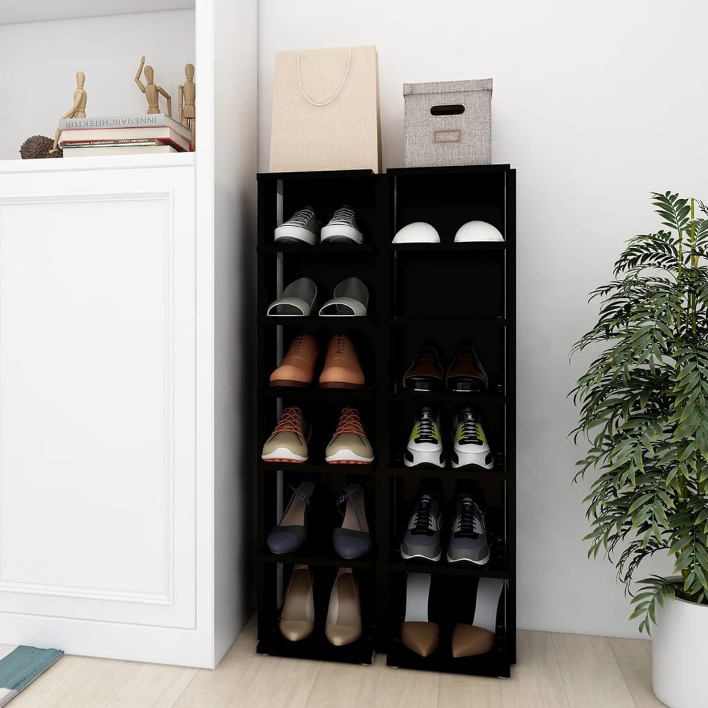 Scarpiere 2 pz Nere 27,5x27x102 cm - homemem39