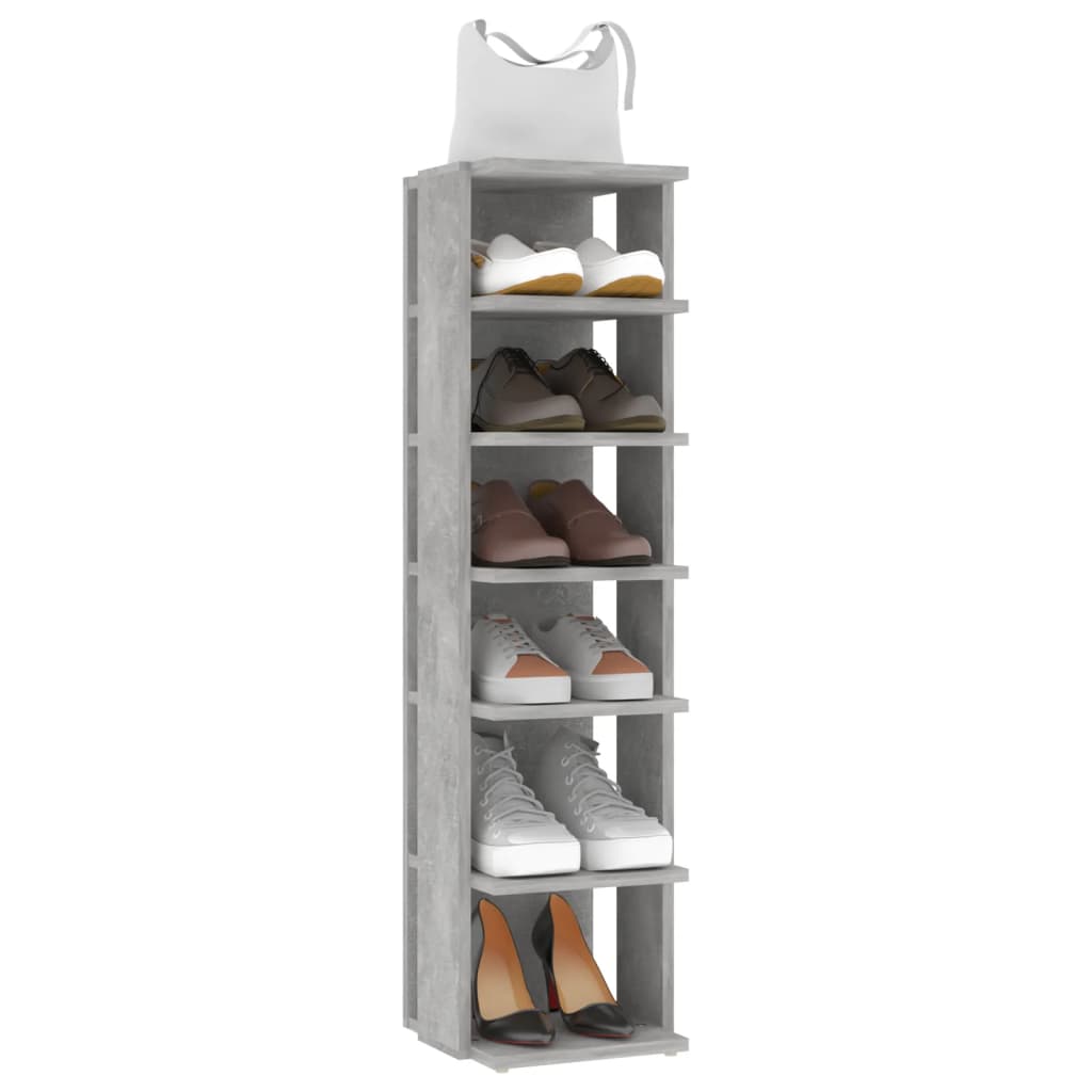 Scarpiera Grigio Cemento 27,5x27x102 cm in Legno Multistrato