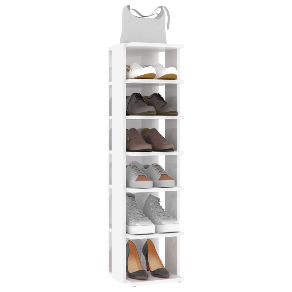 Scarpiera Bianco Lucido 27,5x27x102 cm in Legno Multistrato - homemem39