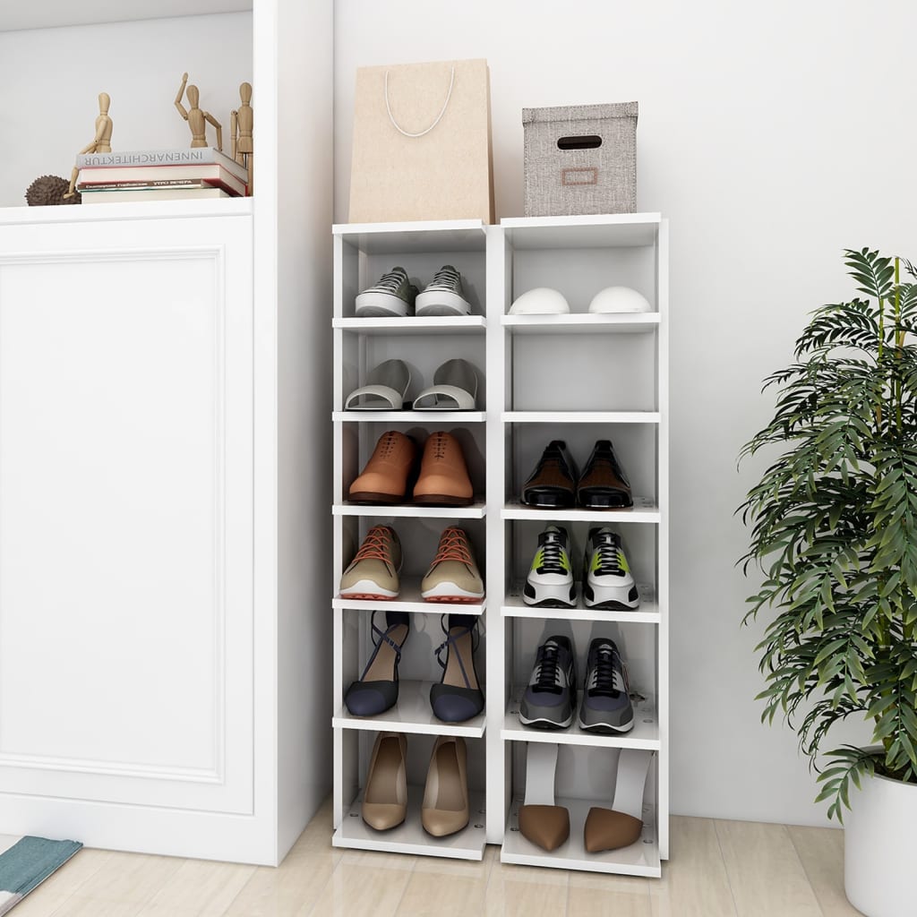 Scarpiere 2 pz Bianco Lucido 27,5x27x102 cm - homemem39