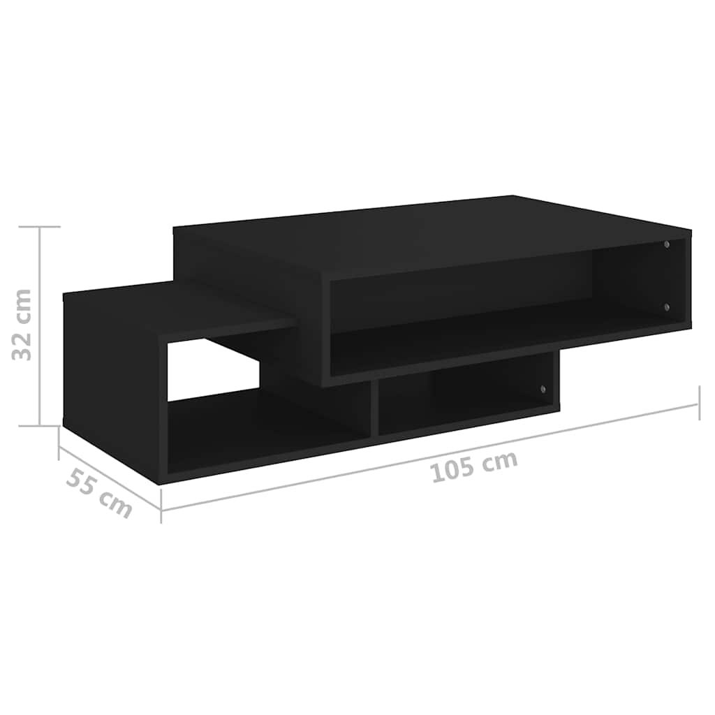 Tavolino da Salotto Nero 105x55x32 cm in Truciolato | homemem39