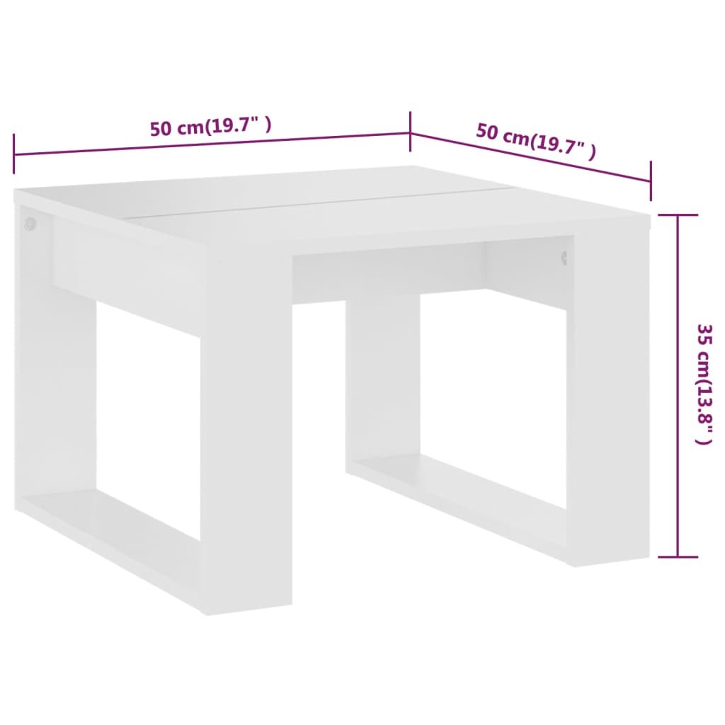 Tavolino Bianco 50x30x50 cm in Legno Multistrato | homemem39