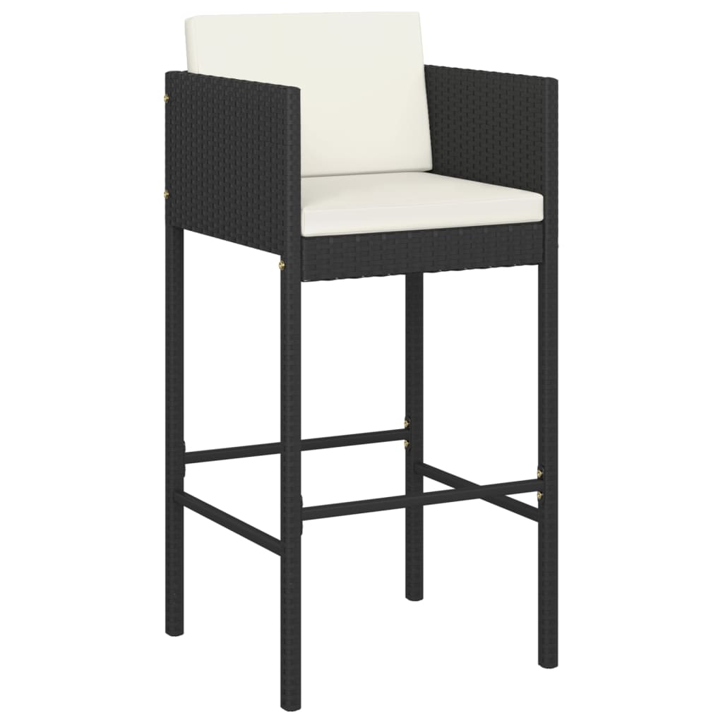 Sgabelli da Bar 4 pz con Cuscini Neri in Polyrattan - homemem39