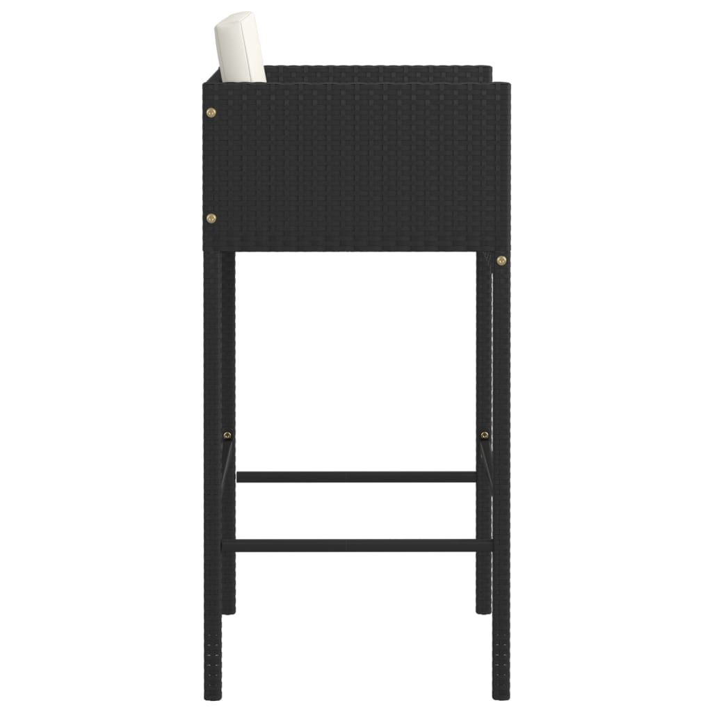 Sgabelli da Bar 4 pz con Cuscini Neri in Polyrattan - homemem39