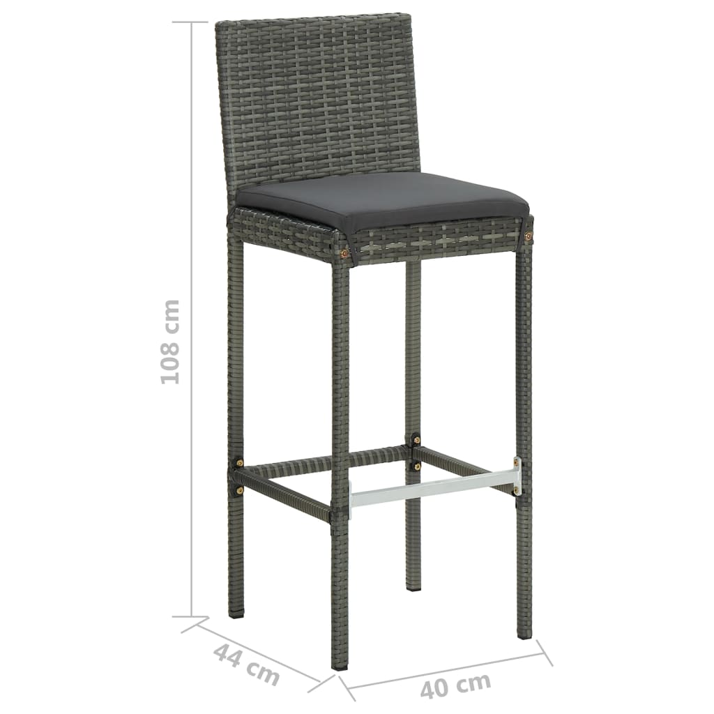 Sgabelli da Bar con Cuscini 2 pz Grigi in Polyrattan - homemem39