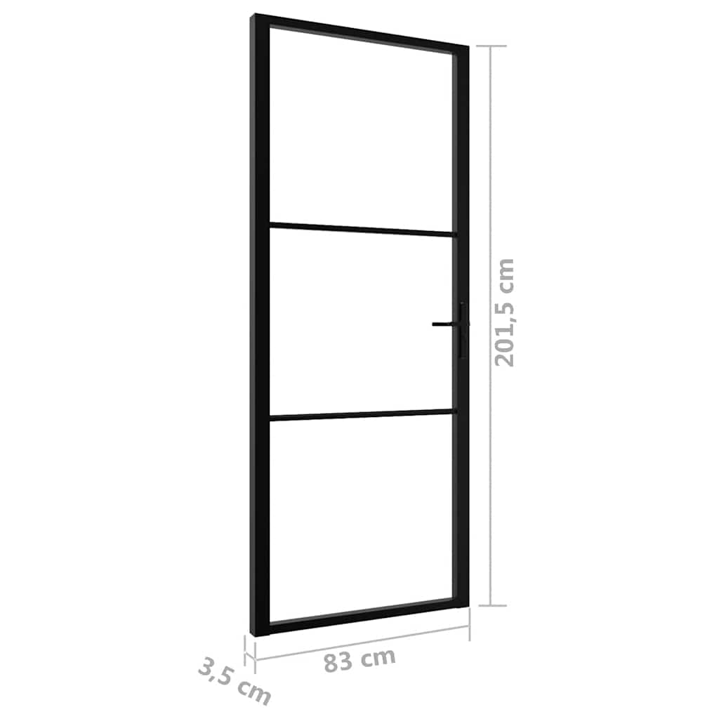 Porta da Interno ESG Vetro e Alluminio 83x201,5 cm Nera - homemem39
