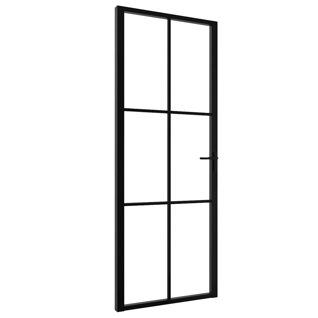 Porta da Interno ESG Vetro e Alluminio 76x201,5 cm Nera - homemem39