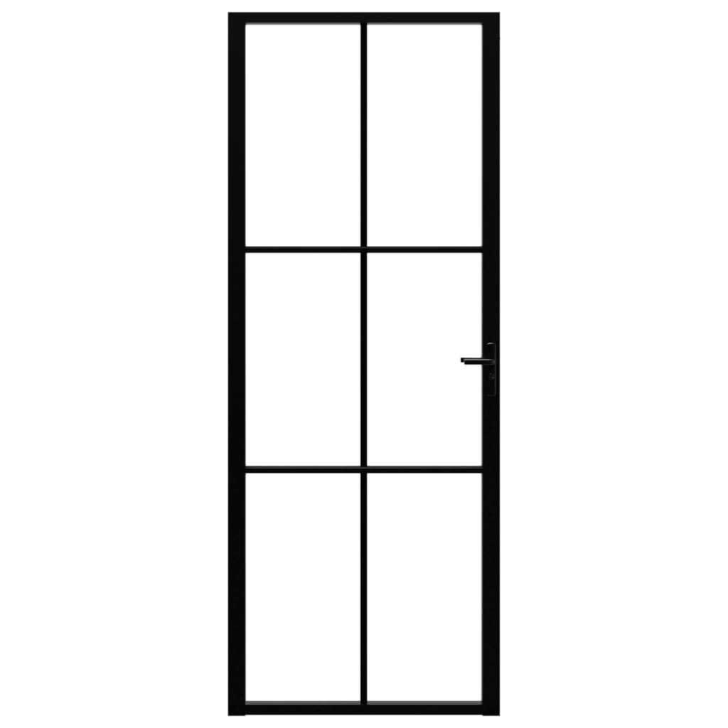 Porta da Interno ESG Vetro e Alluminio 76x201,5 cm Nera - homemem39