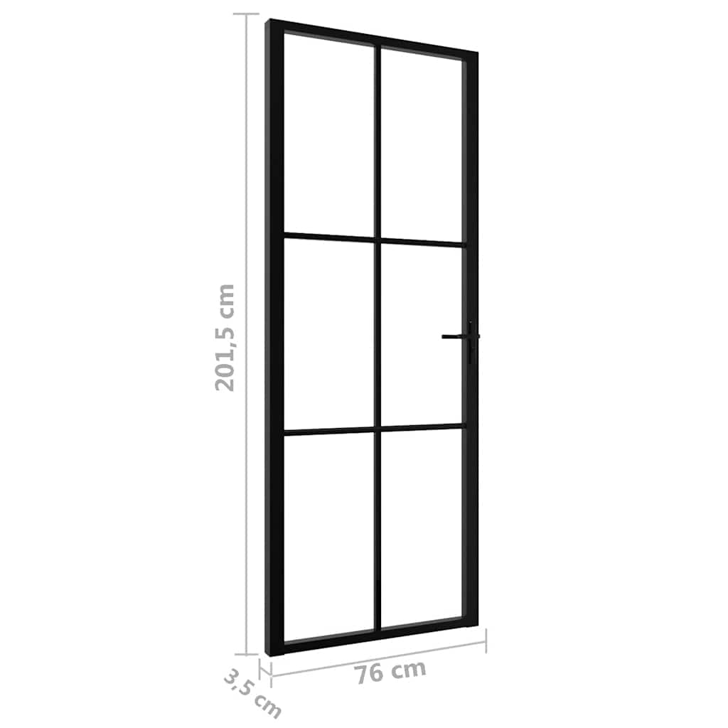 Porta da Interno ESG Vetro e Alluminio 76x201,5 cm Nera - homemem39
