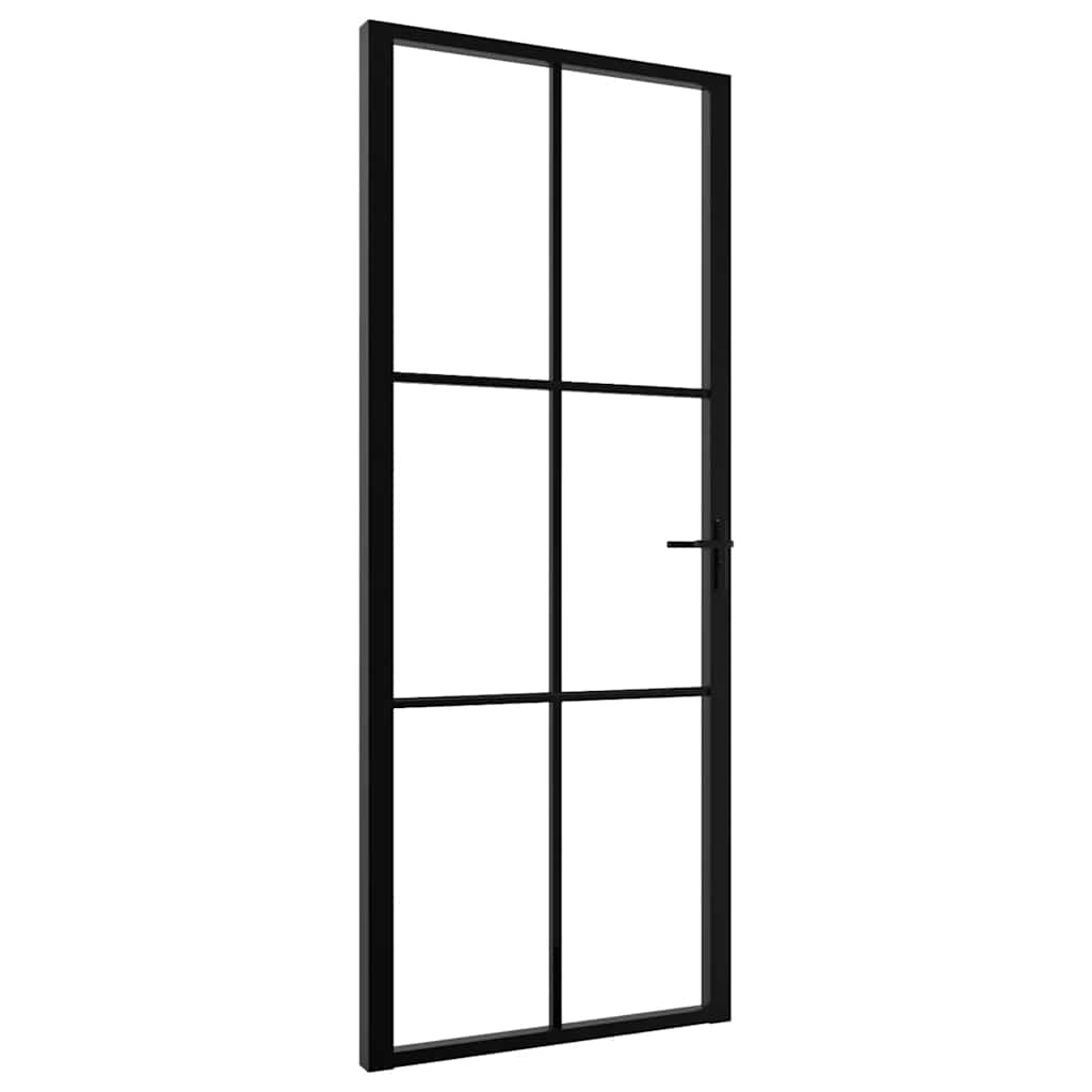 Porta da Interno ESG Vetro e Alluminio 83x201,5 cm Nera - homemem39