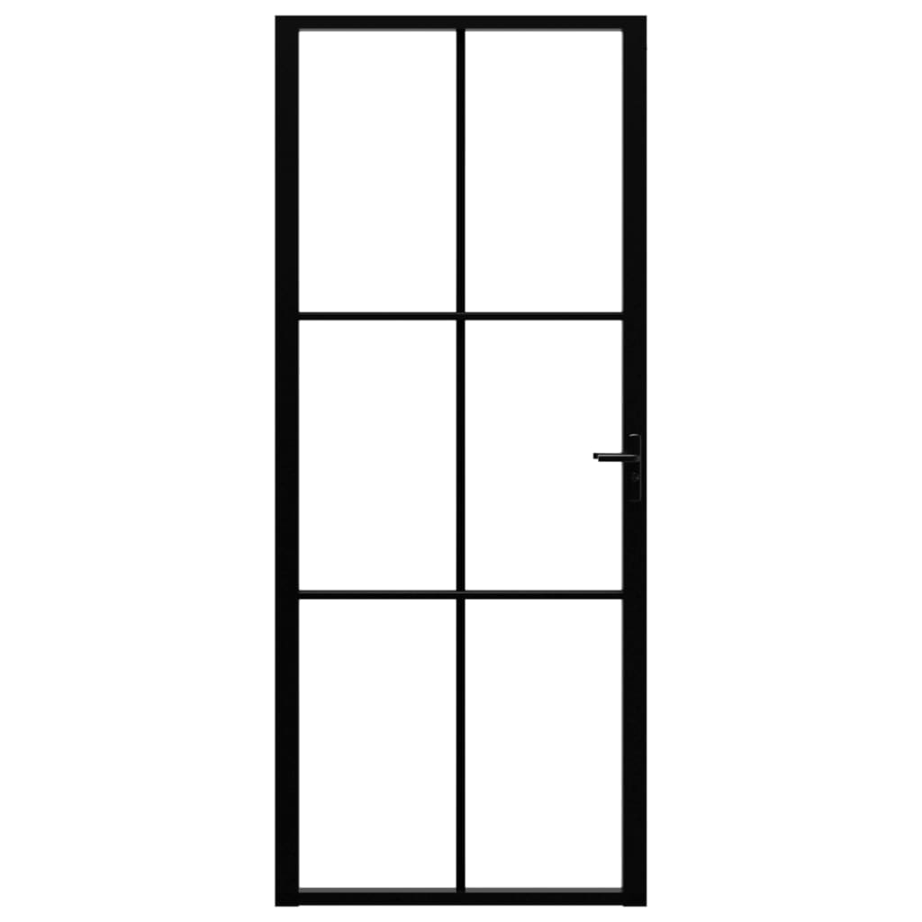 Porta da Interno ESG Vetro e Alluminio 83x201,5 cm Nera - homemem39