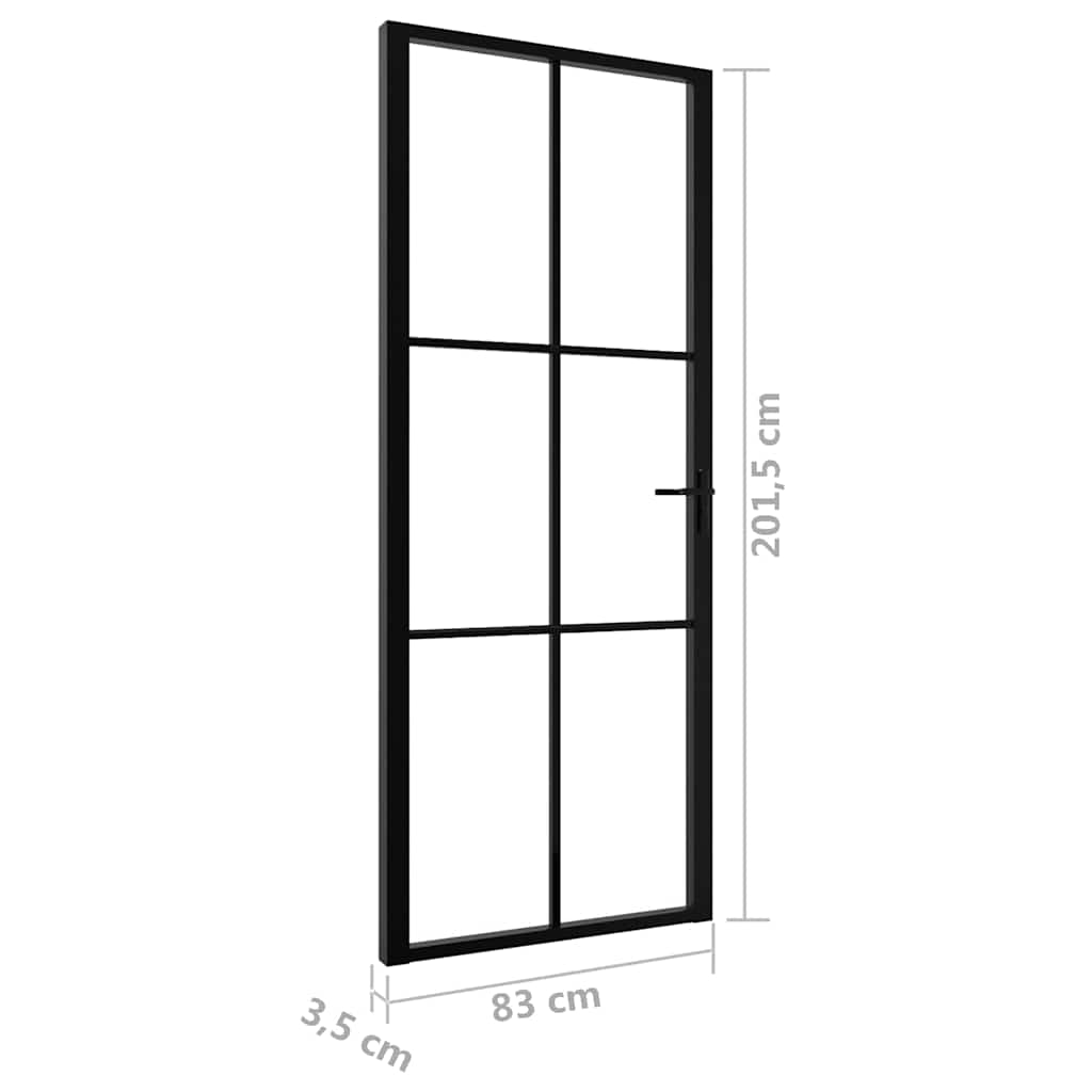 Porta da Interno ESG Vetro e Alluminio 83x201,5 cm Nera - homemem39
