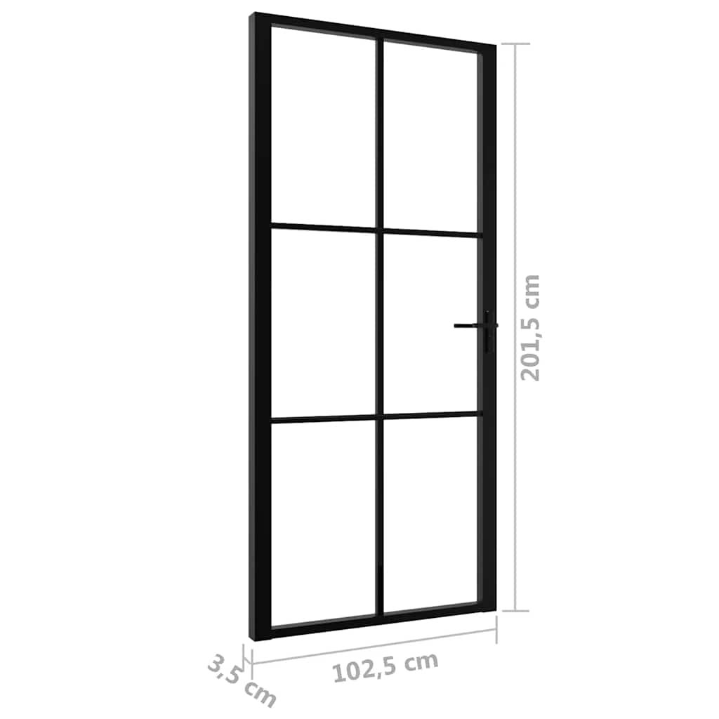 Porta da Interno ESG Vetro e Alluminio 102,5x201,5 cm Nera - homemem39