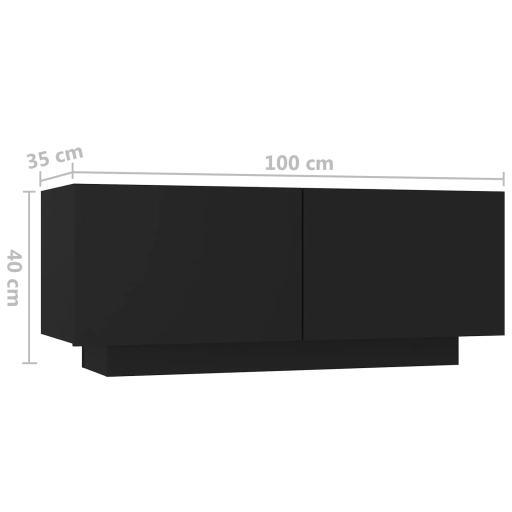 Comodino Nero 100x35x40 cm in Legno Multistrato - homemem39