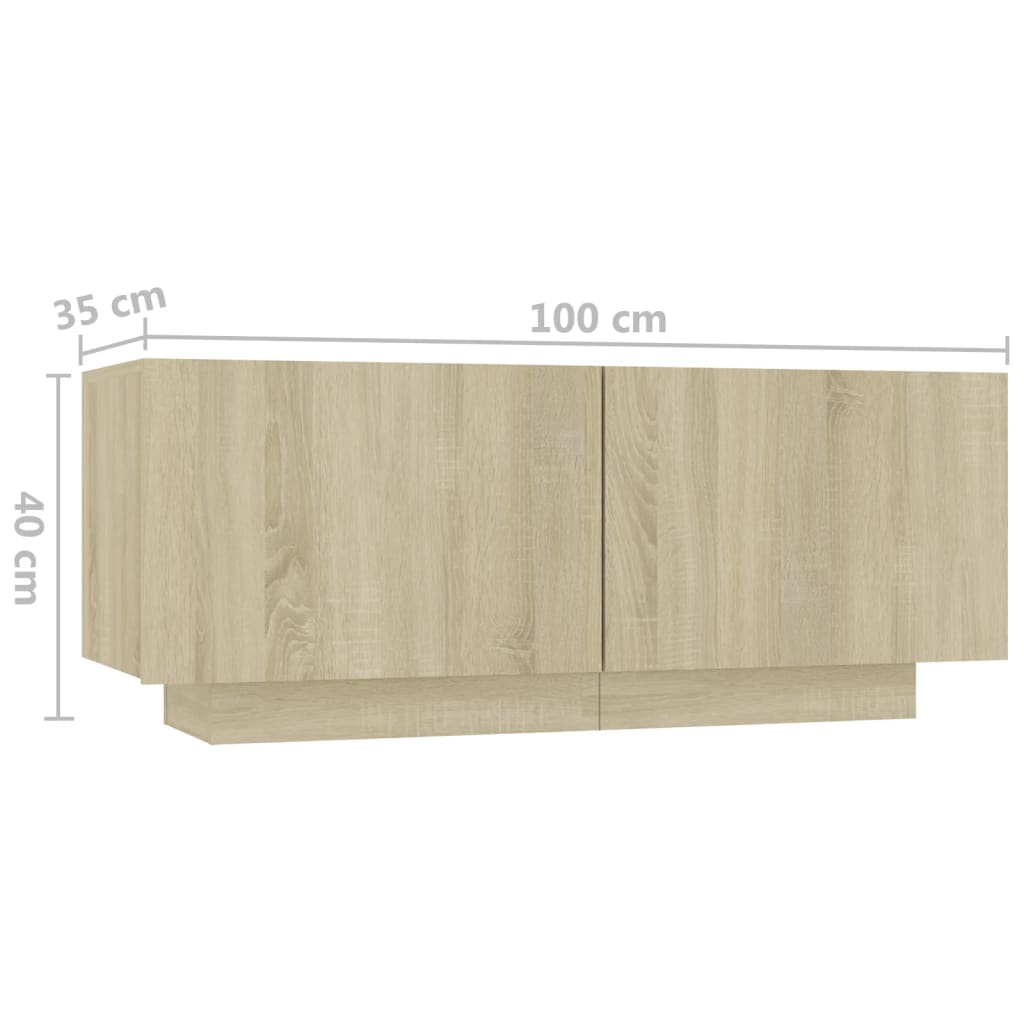 Comodino Rovere Sonoma 100x35x40 cm in Legno Multistrato | homemem39