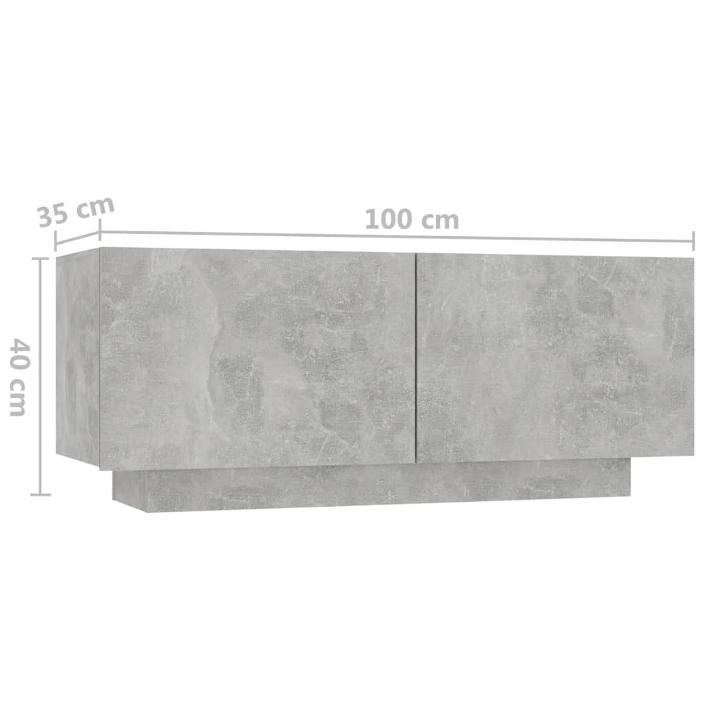 Comodino Grigio Cemento 100x35x40 cm in Legno Multistrato | homemem39