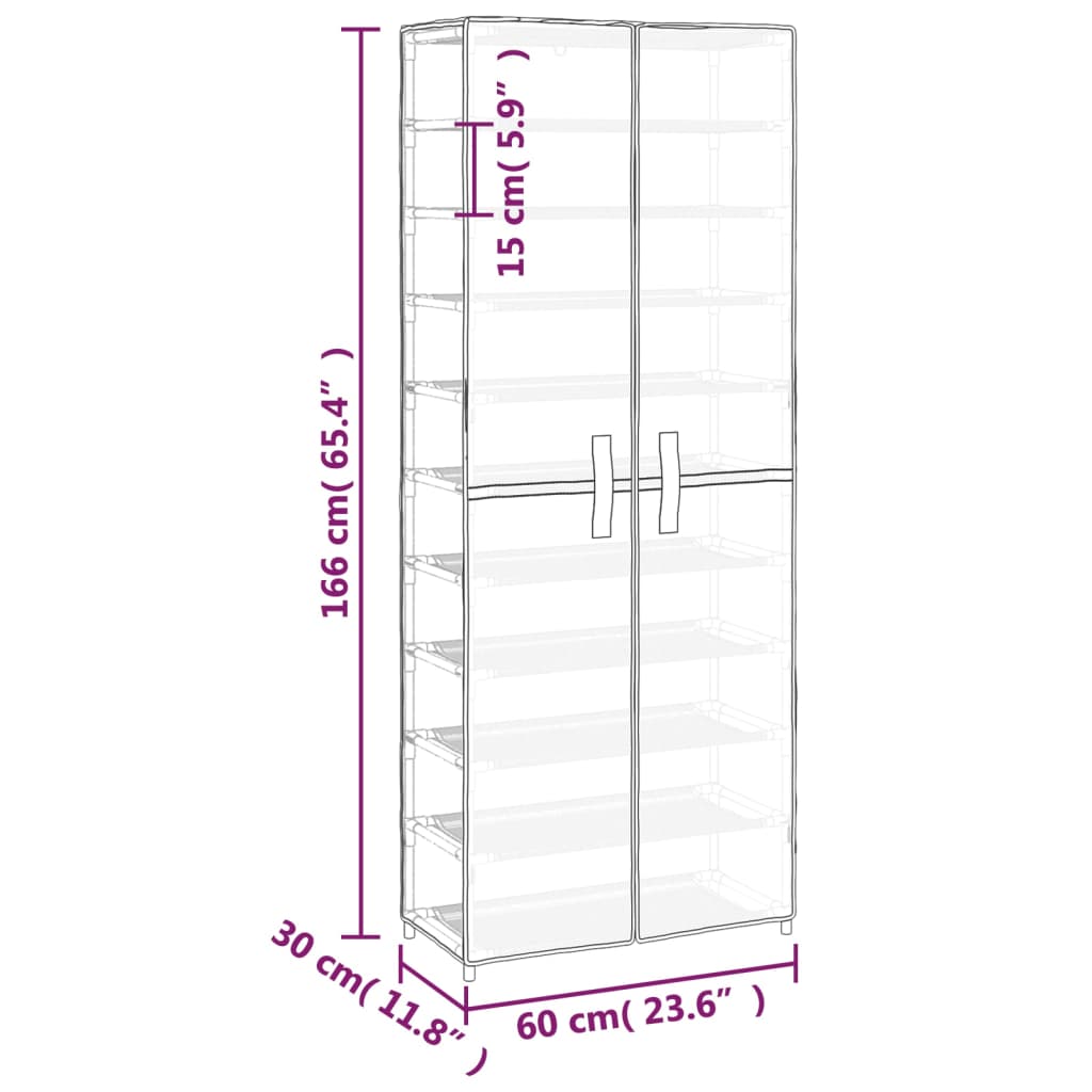 Scarpiera Crema 60x30x166 cm Tessuto - homemem39