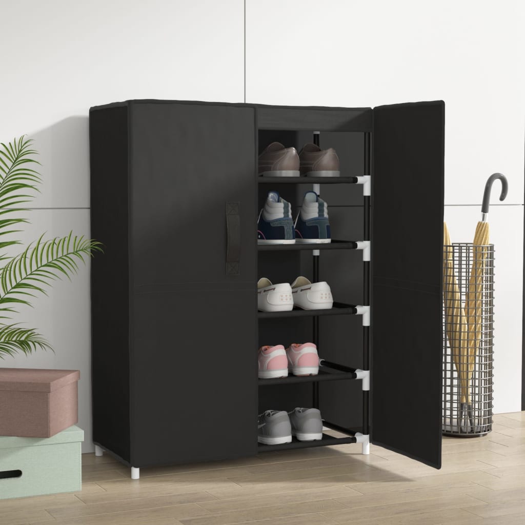 Scarpiera Nera 60x28x90 cm Tessuto - homemem39
