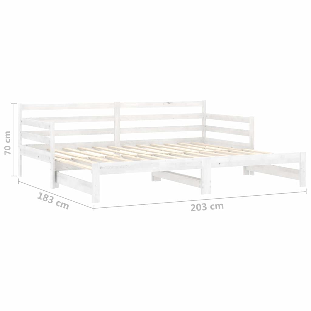 Dormeuse Estraibile Bianca in Massello di Pino 2x(90x200) cm