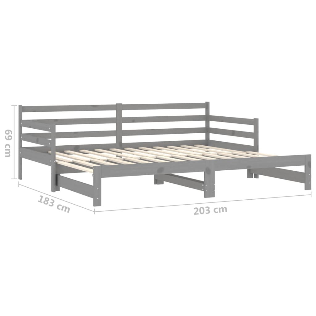Dormeuse Estraibile Grigia in Massello di Pino 2x(90x200) cm | homemem39