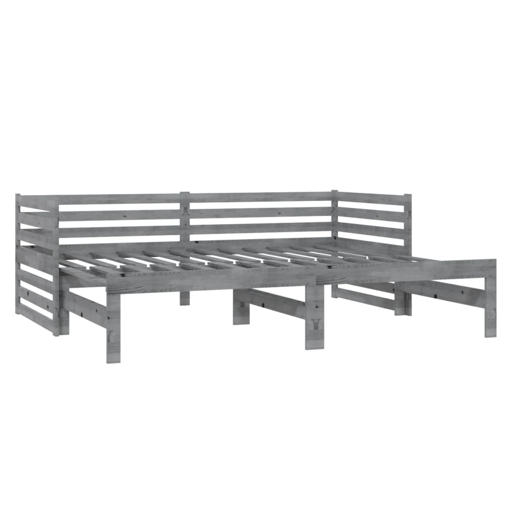 Dormeuse Estraibile Grigia in Massello di Pino 2x(90x200) cm