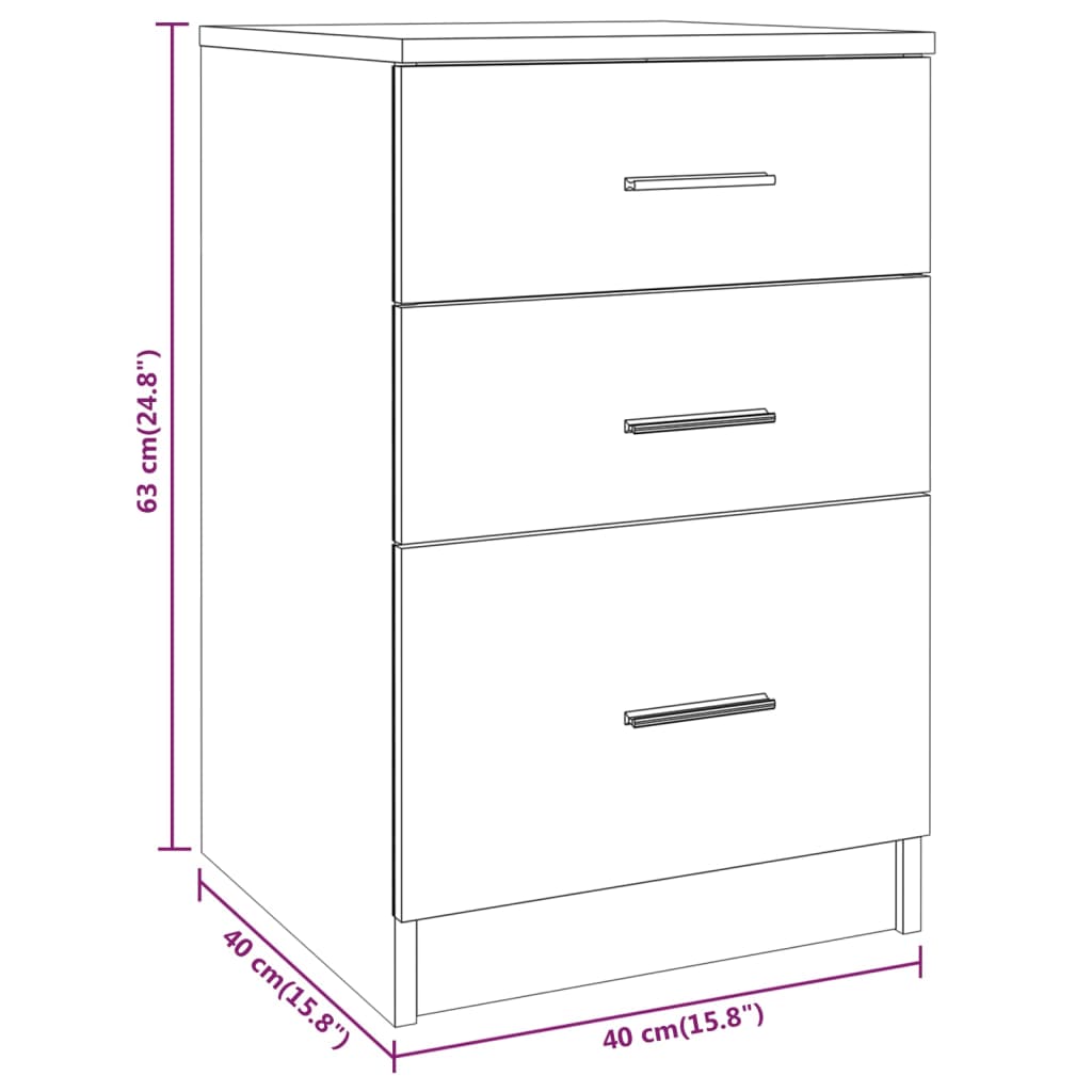 Comodino Bianco 40x40x63 cm in Legno Multistrato