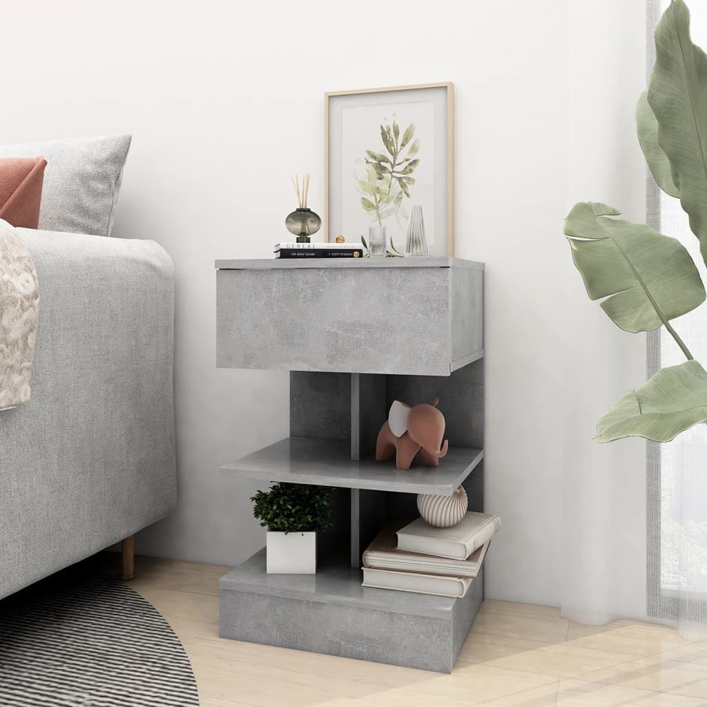 Comodino Grigio Cemento 40x35x65 cm in Truciolato - homemem39