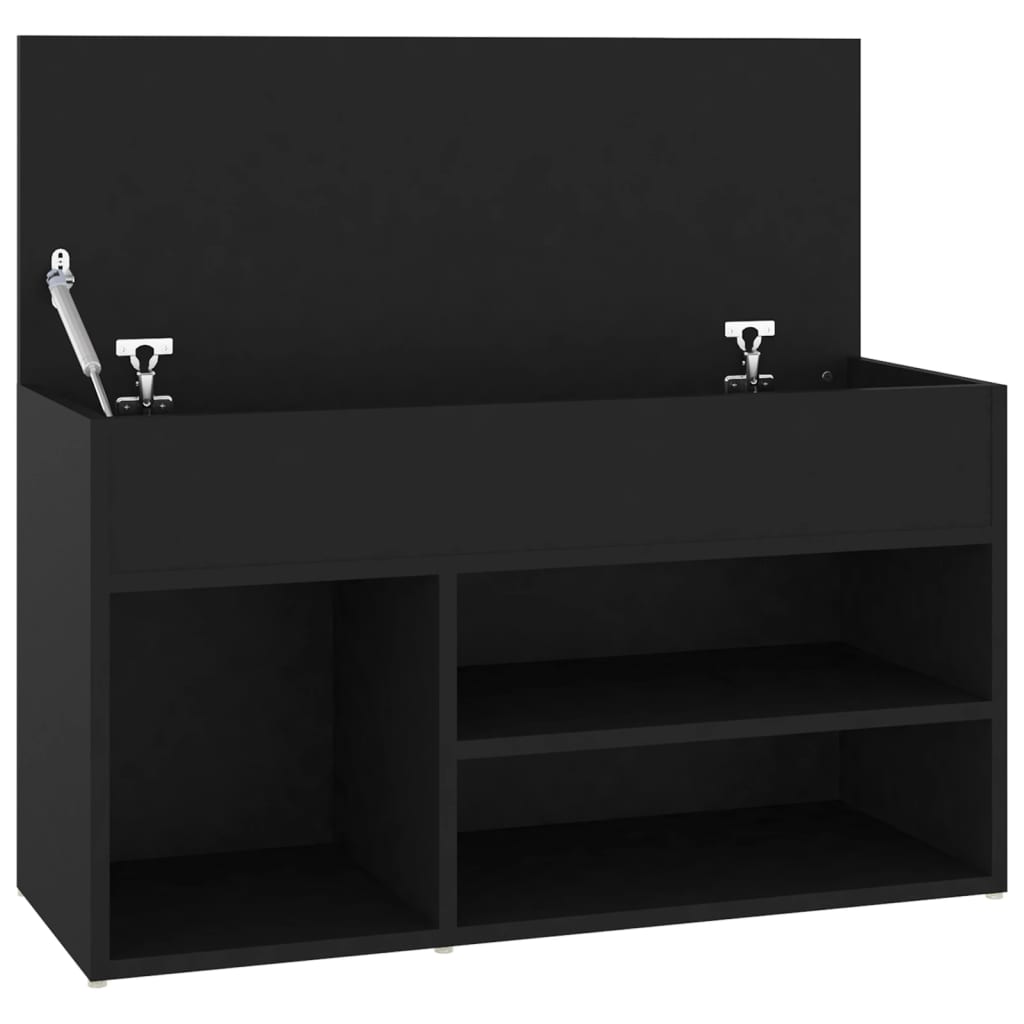 Panca Portascarpe Nera 80x30x45 cm in Truciolato - homemem39