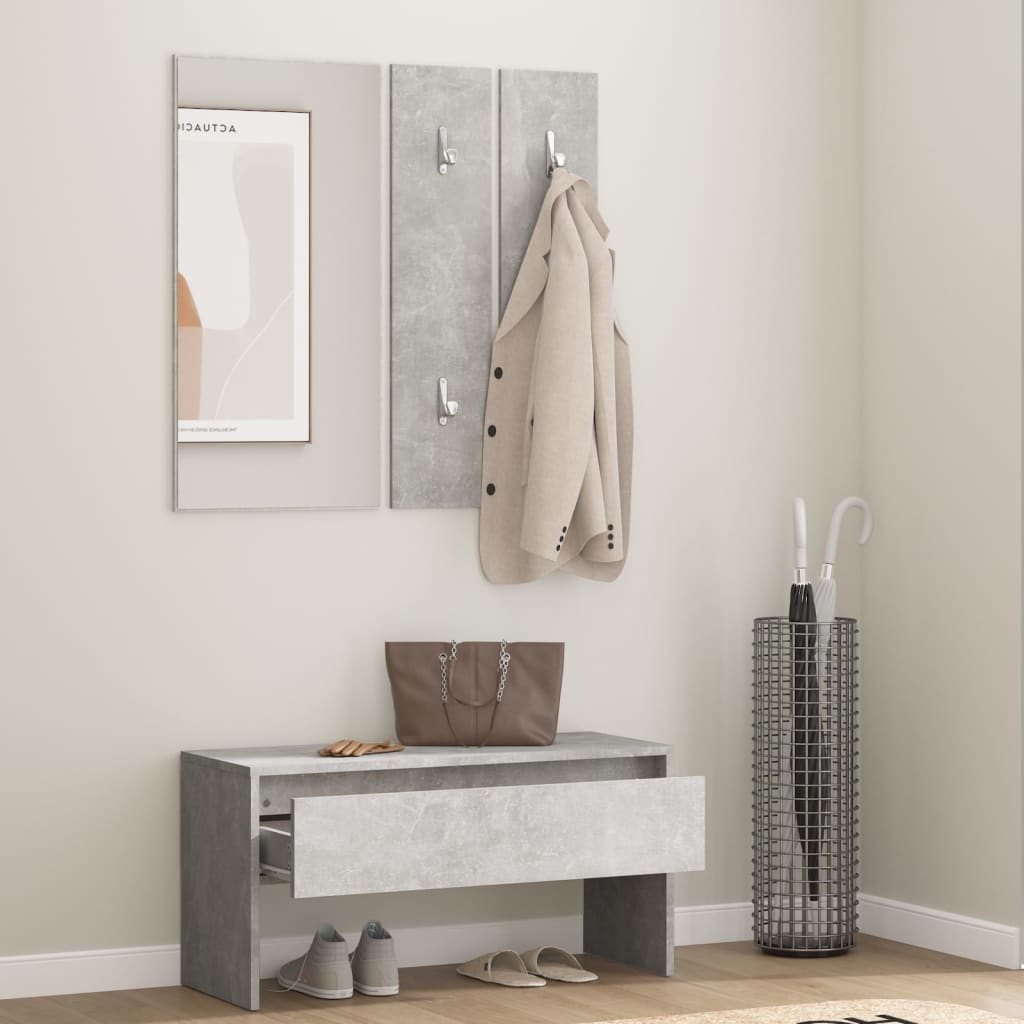 Set di Mobili da Corridoio Grigio Cemento in Legno Multistrato - homemem39