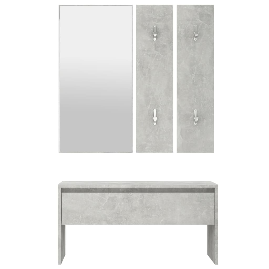 Set di Mobili da Corridoio Grigio Cemento in Legno Multistrato - homemem39
