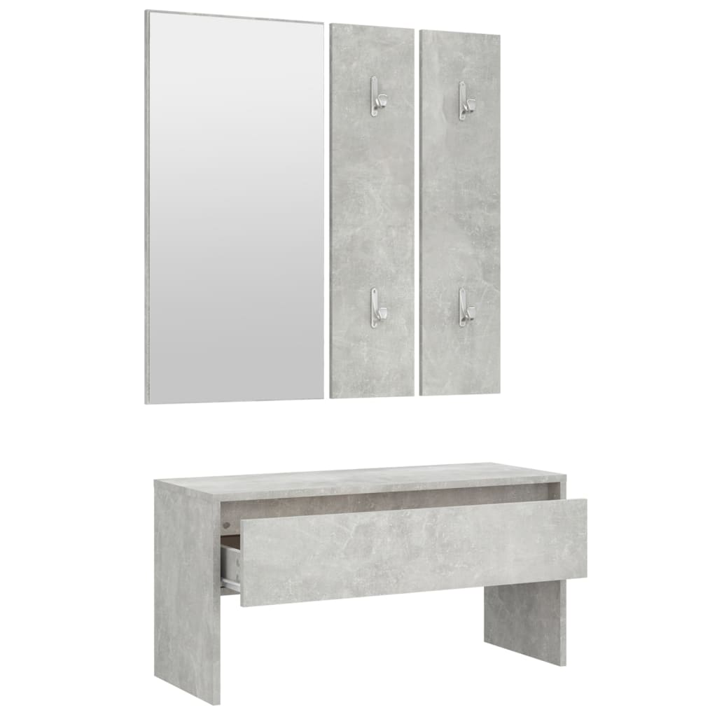 Set di Mobili da Corridoio Grigio Cemento in Legno Multistrato - homemem39