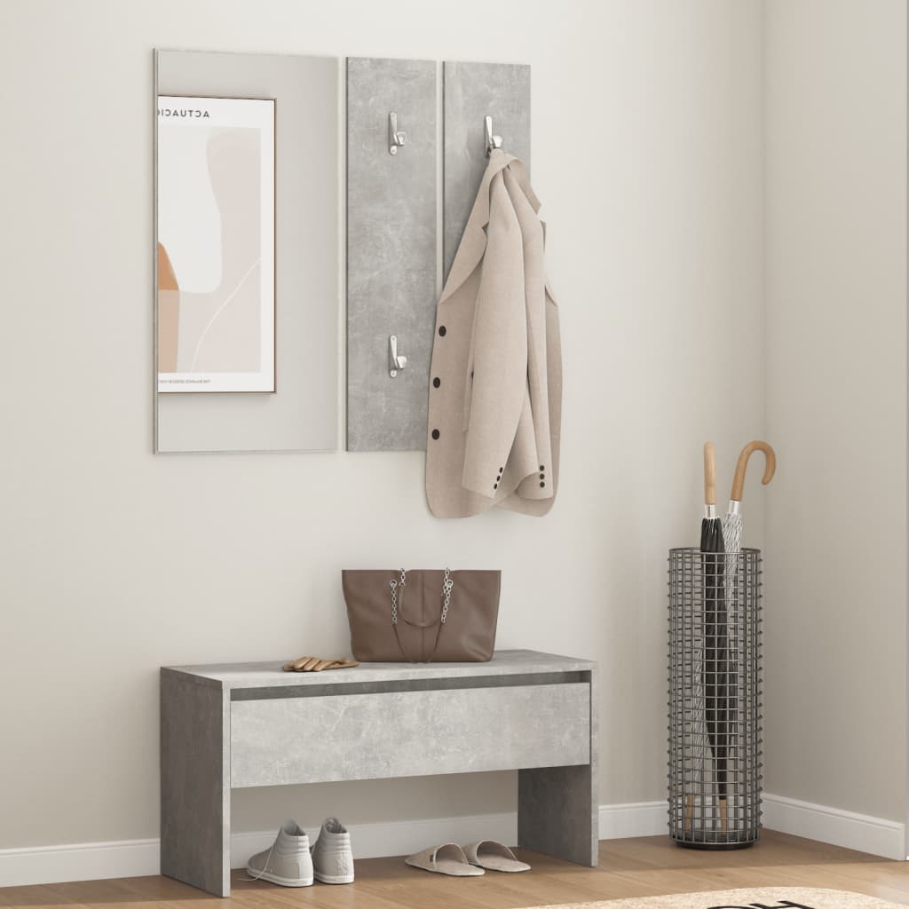 Set di Mobili da Corridoio Grigio Cemento in Legno Multistrato - homemem39