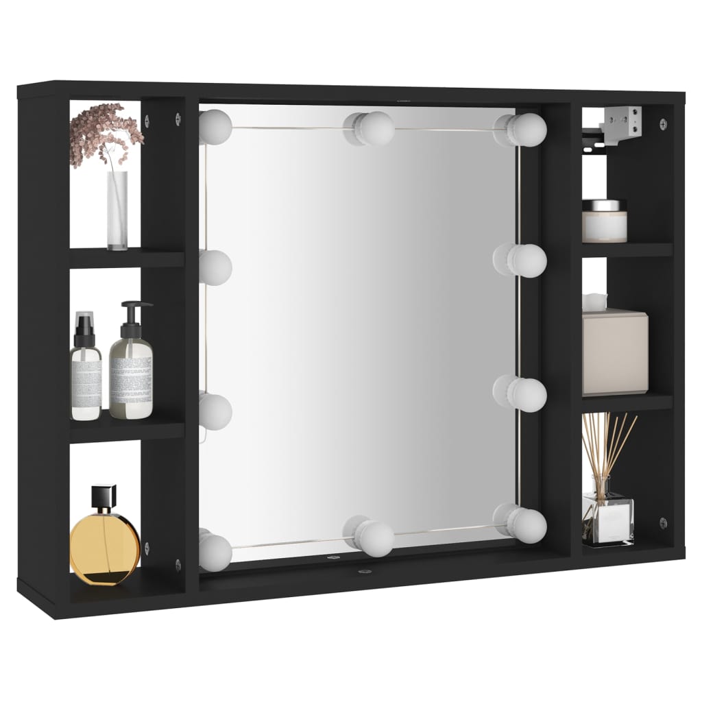 Mobile a Specchio con LED Nero 76x15x55 cm - homemem39