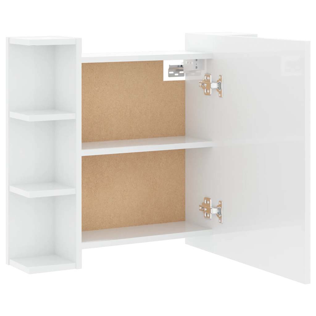Mobile a Specchio con LED Bianco Lucido 70x16,5x60 cm | homemem39
