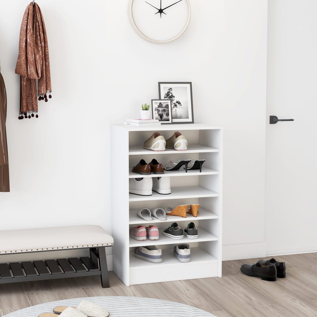 White shoe rack 60x35x92 cm in chipboard