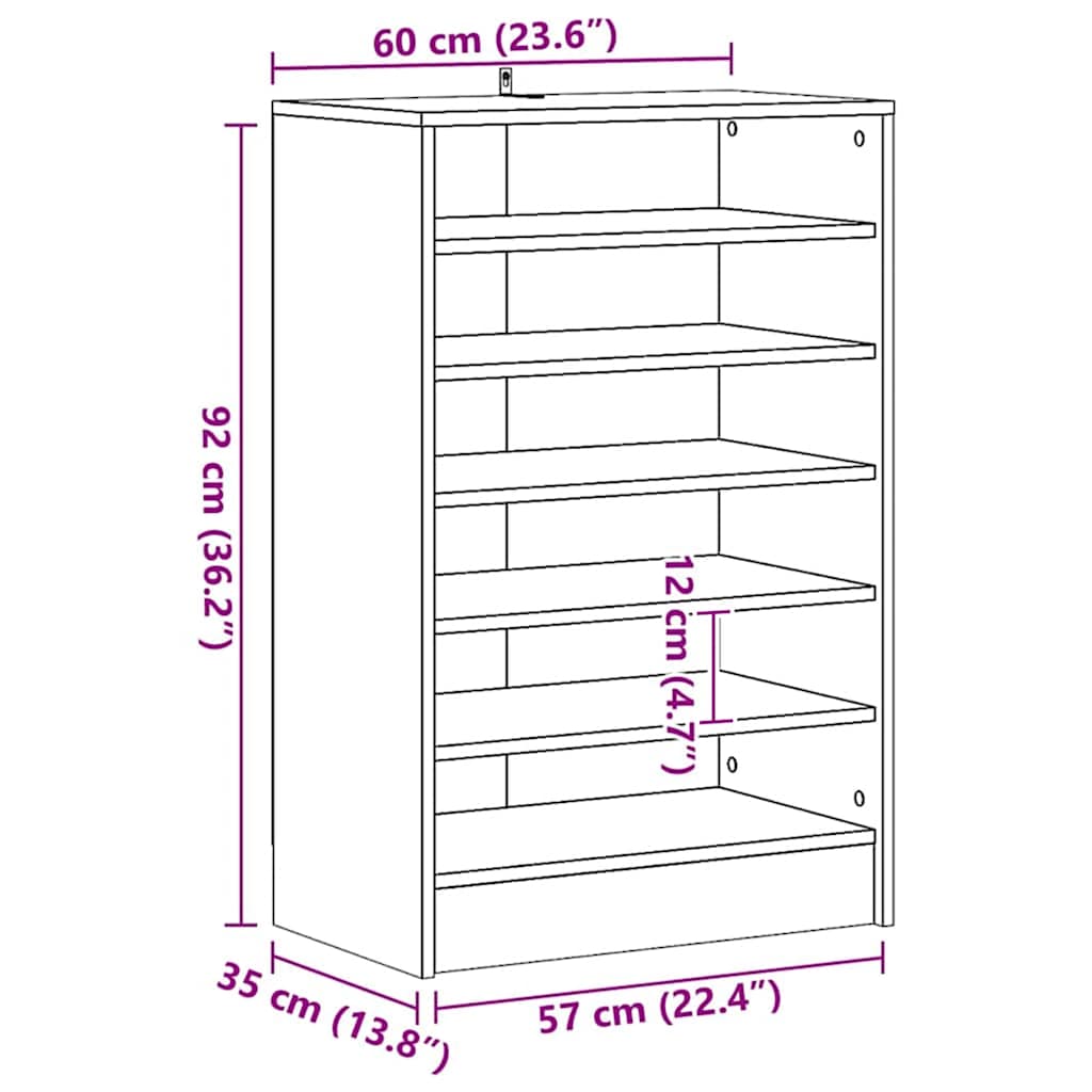 Scarpiera Grigio Cemento 60x35x92 cm in Truciolato