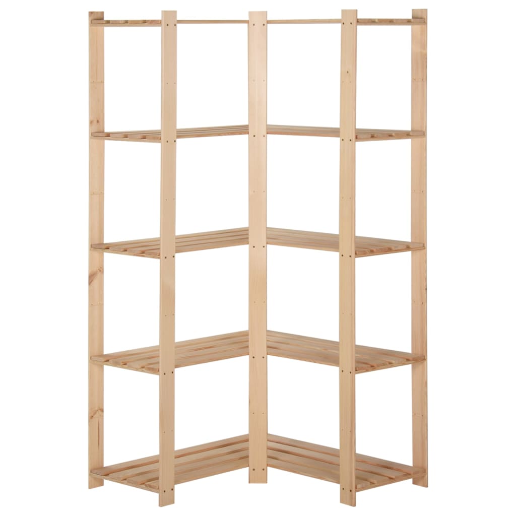Scaffale ad Angolo 5 Livelli 82,5x82,5x170 cm Massello di Pino - homemem39