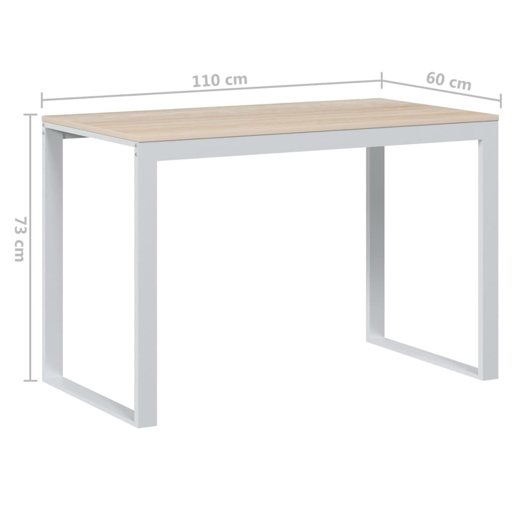 Scrivania Computer Bianca e Rovere 110x60x73 Legno Multistrato - homemem39