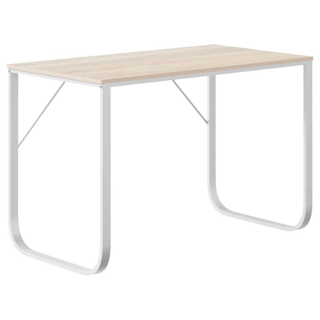Scrivania Computer Bianca e Rovere 110x60x73 Legno Multistrato - homemem39