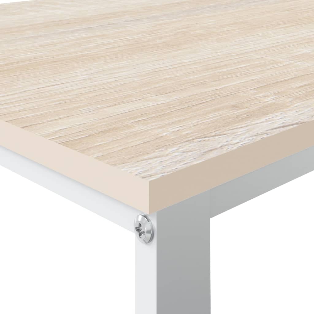 Scrivania Computer Bianca e Rovere 110x60x73 Legno Multistrato - homemem39
