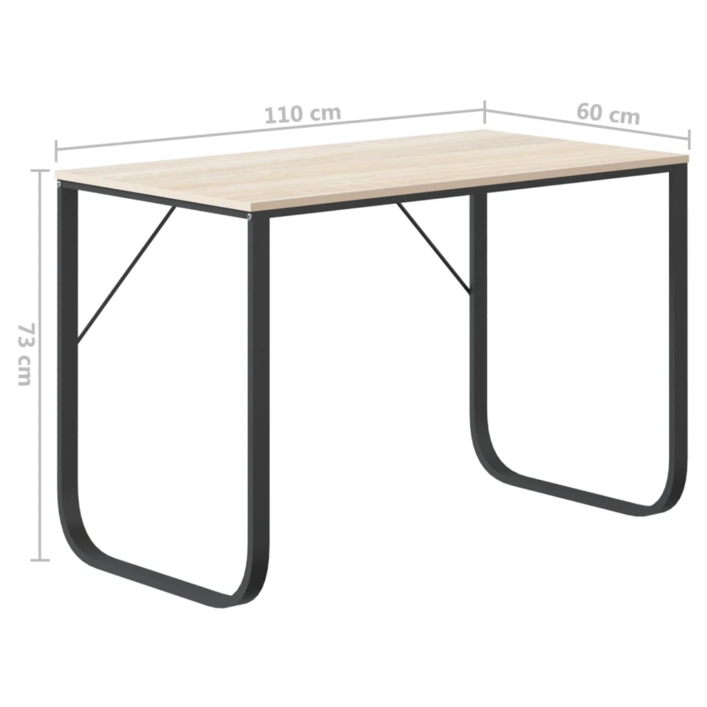Scrivania Computer Nera e Rovere 110x60x73 cm Legno Multistrato | homemem39