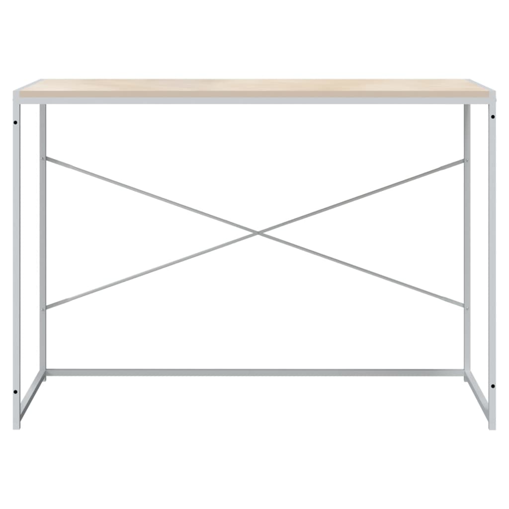 Scrivania Computer Bianca e Rovere 110x60x70 Legno Multistrato - homemem39