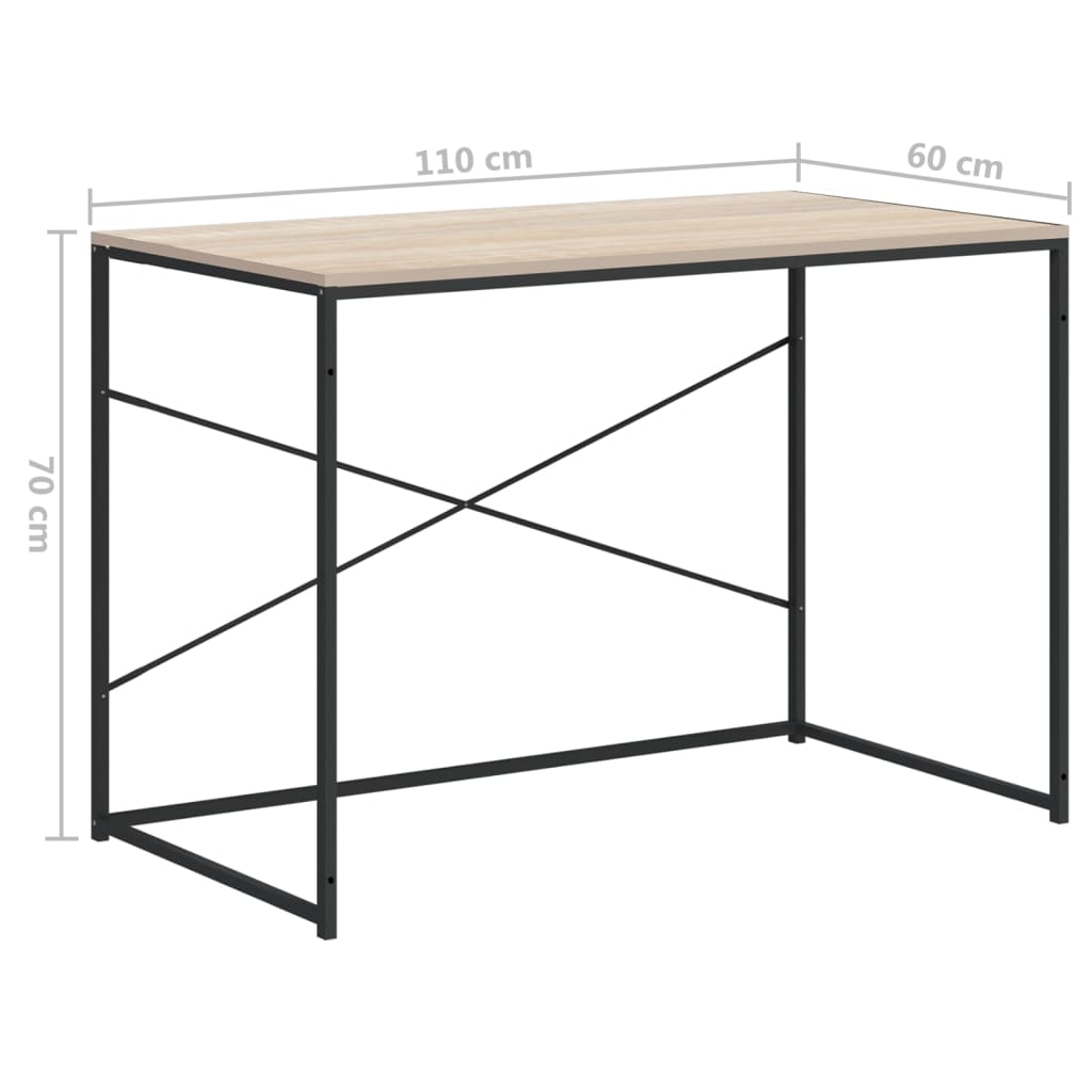 Scrivania Computer Nera e Rovere 110x60x70cm Legno Multistrato | homemem39