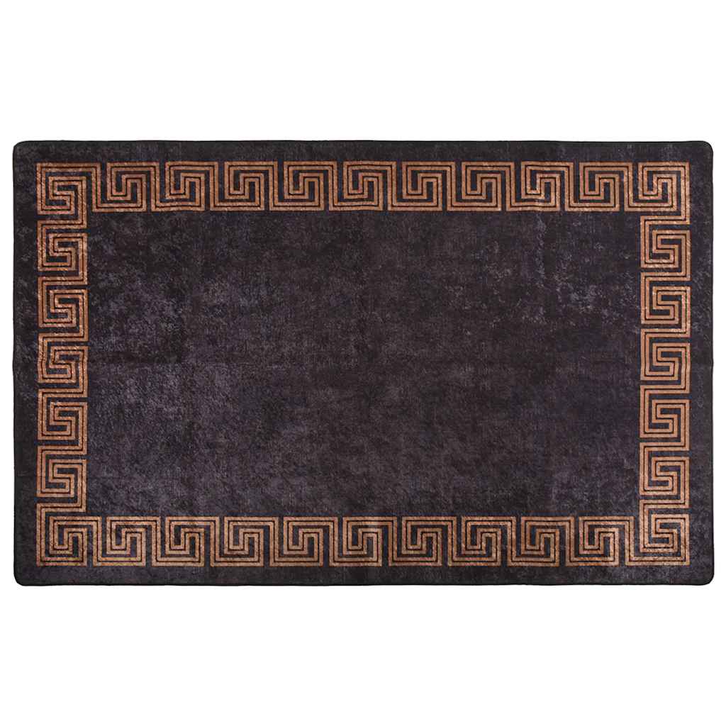 Tappeto Lavabile 80x150 cm Nero e Oro Antiscivolo - homemem39