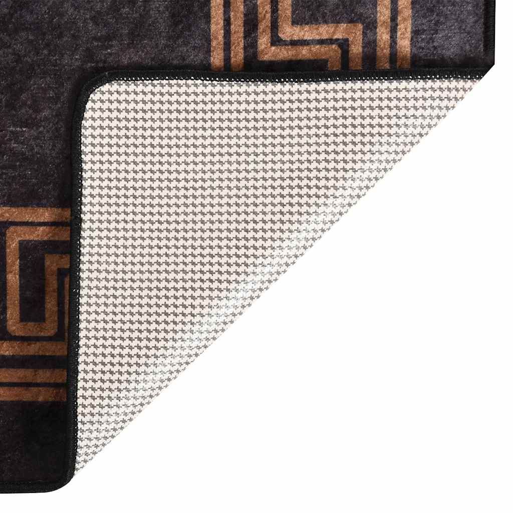 Tappeto Lavabile 80x150 cm Nero e Oro Antiscivolo - homemem39
