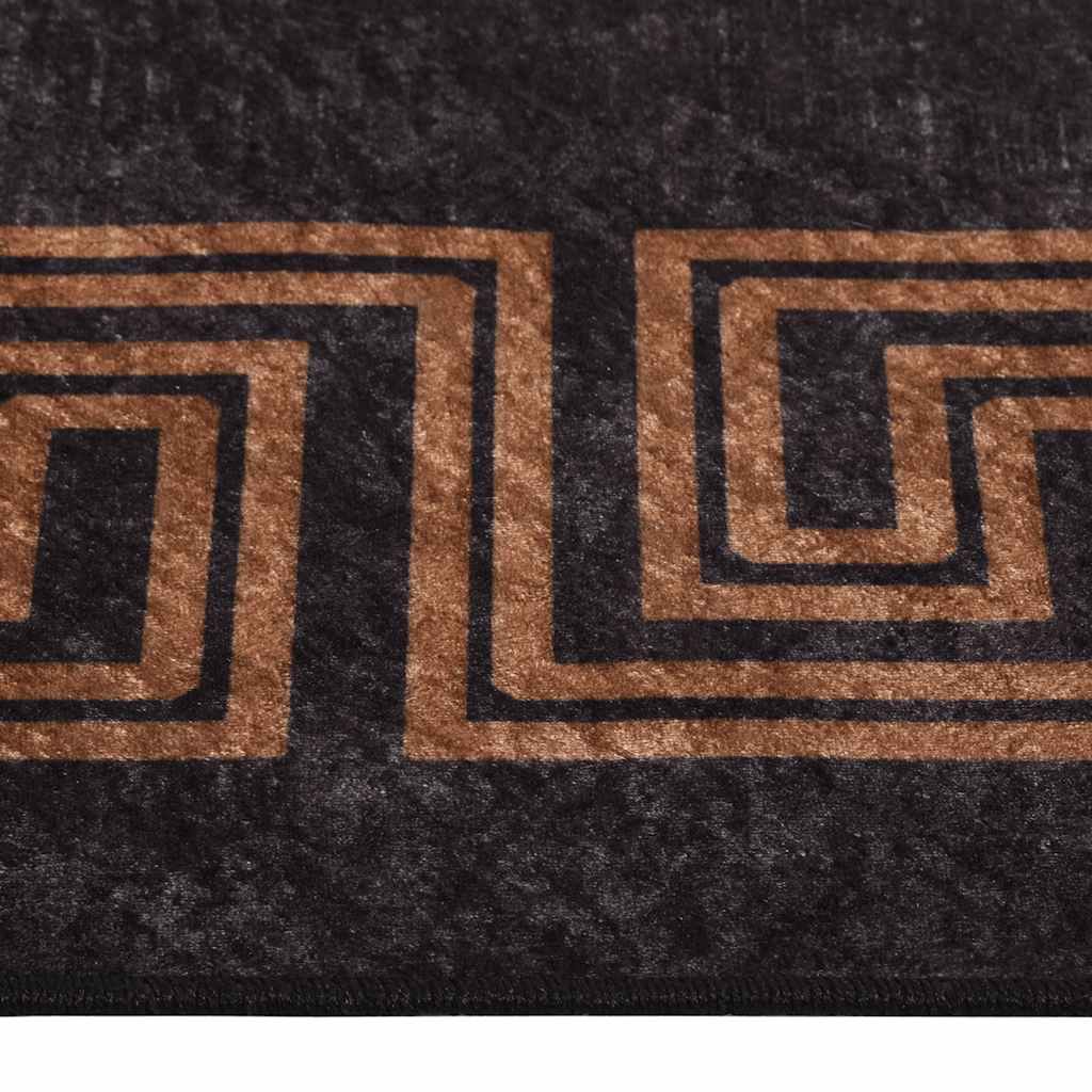Tappeto Lavabile 80x150 cm Nero e Oro Antiscivolo - homemem39