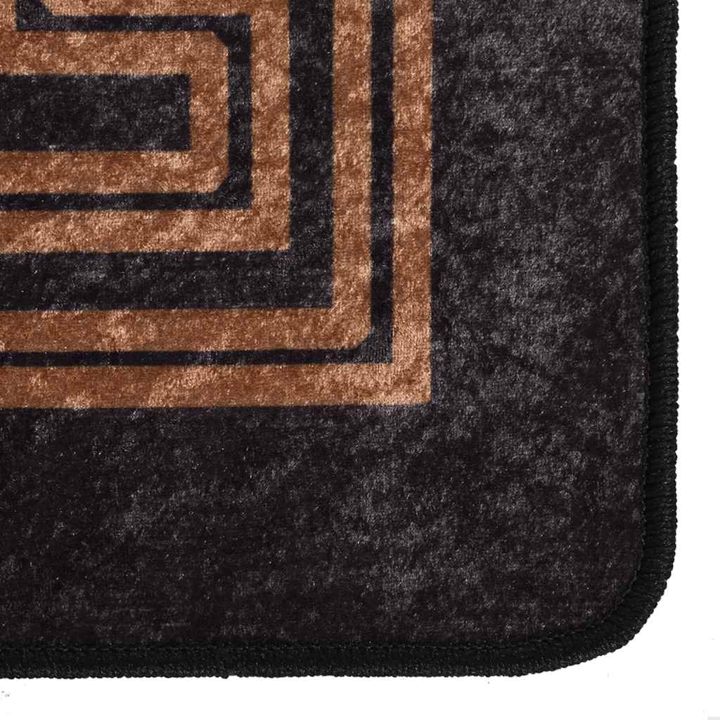 Tappeto Lavabile 80x150 cm Nero e Oro Antiscivolo - homemem39