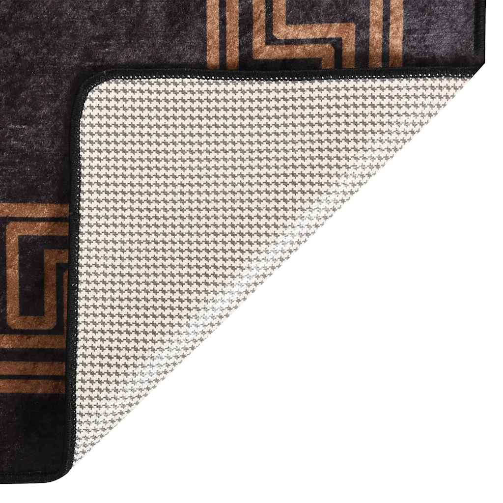 Tappeto Lavabile 80x300 cm Nero e Oro Antiscivolo - homemem39