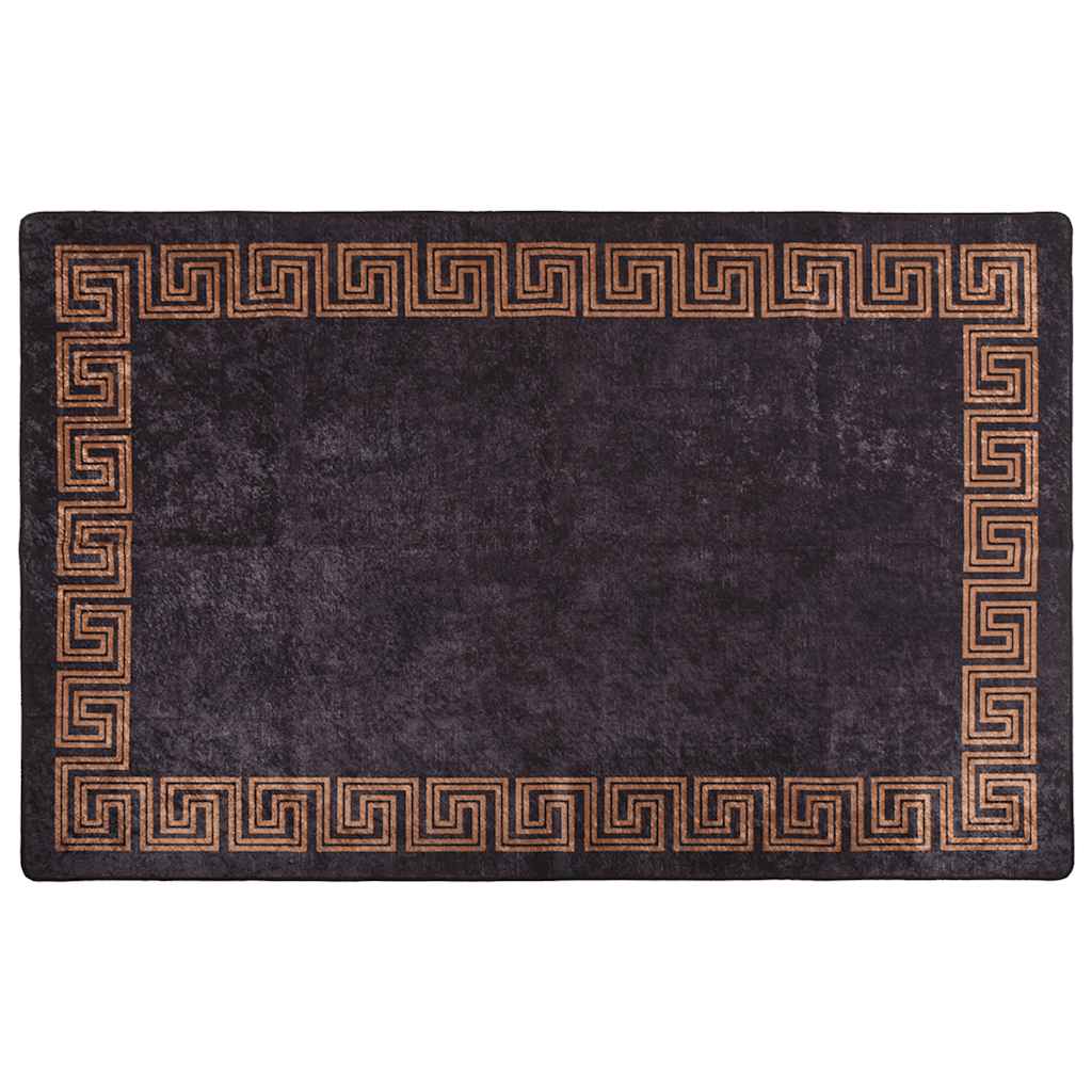 Tappeto Lavabile 160x230 cm Nero e Oro Antiscivolo